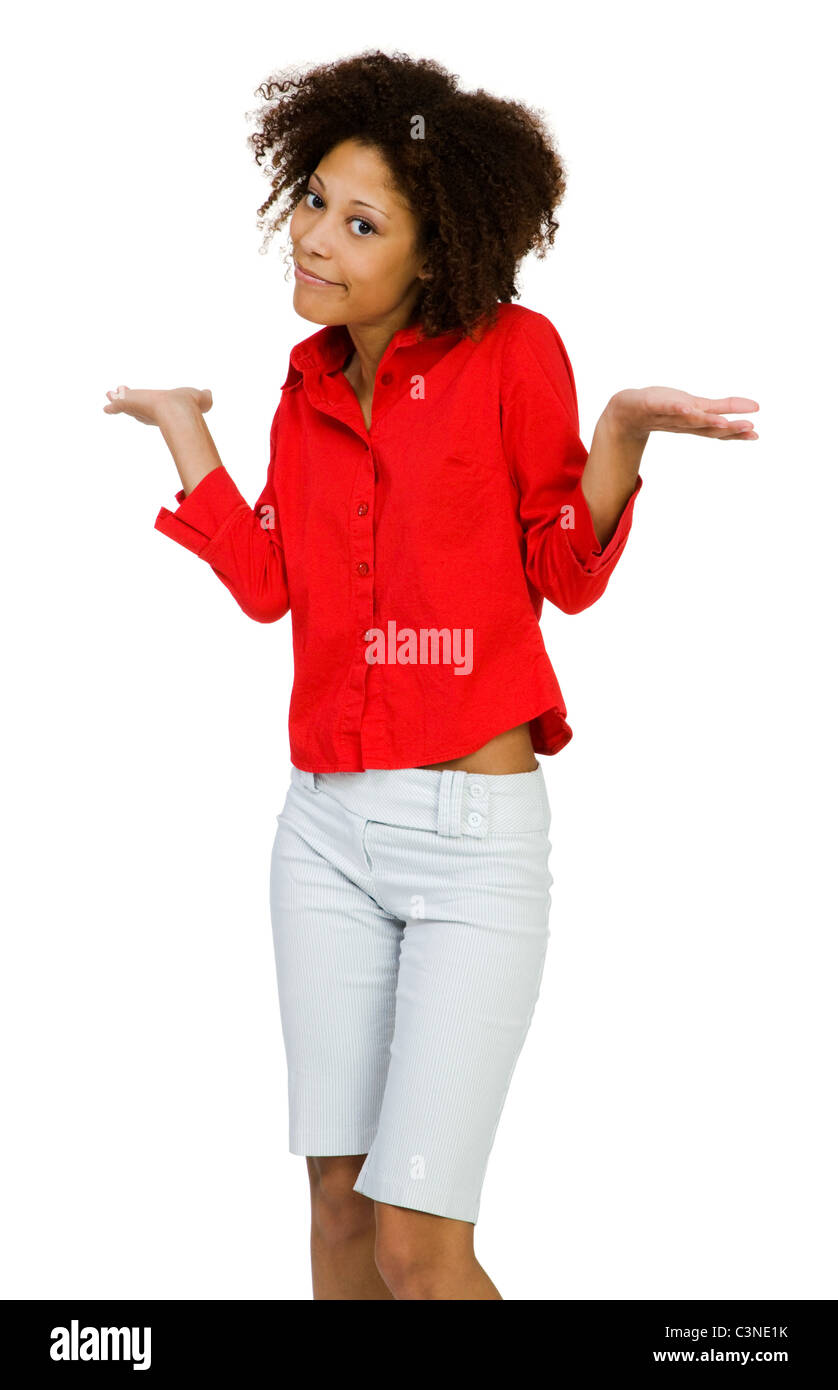 Beautiful young woman posing isolated over white Stock Photo - Alamy