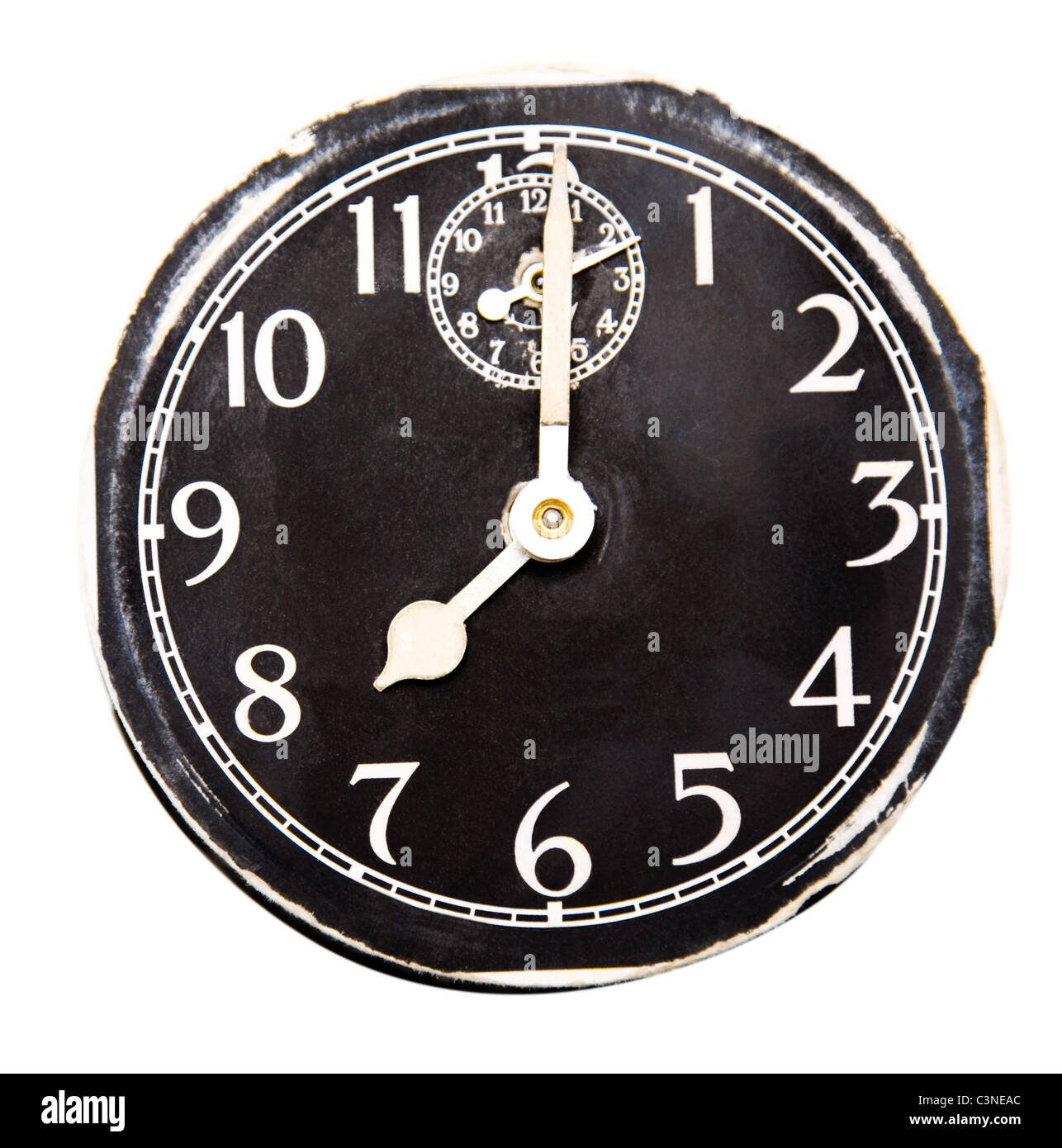 One black clock isolated over white Stock Photo Alamy