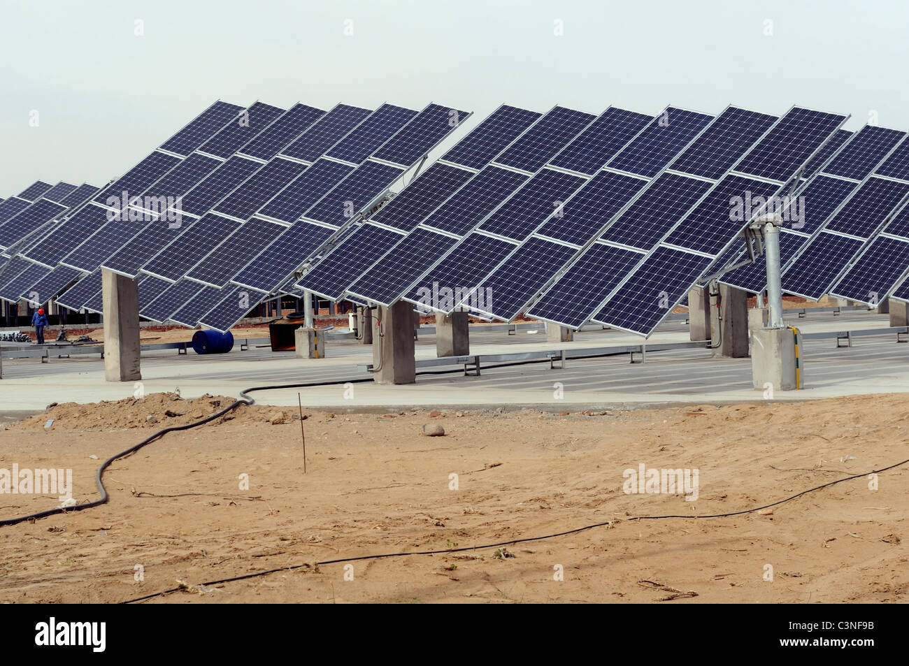 Solar Photovoltaic Generation model project in Hohhot, capital of Inner Mongolia, China.11-May-2011 Stock Photo