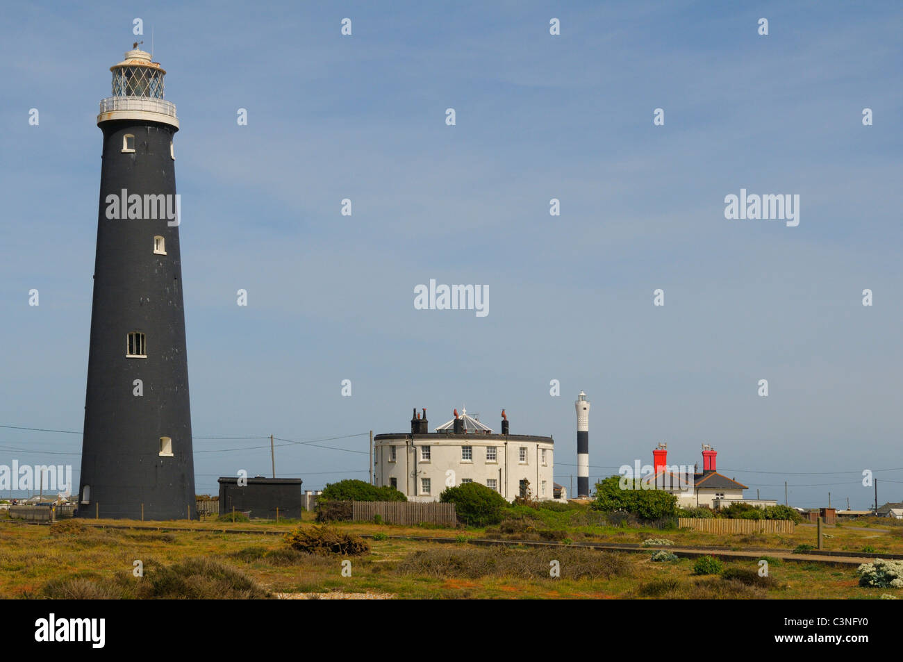 Lighthouses at Dungeness Kent UK Stock Photo