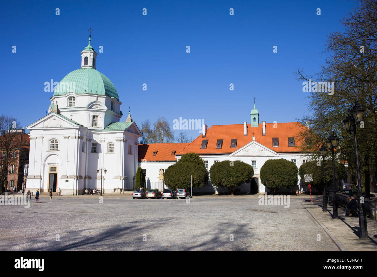 St. Kazimierz Church on New Town Square in Warsaw, Poland Stock Photo