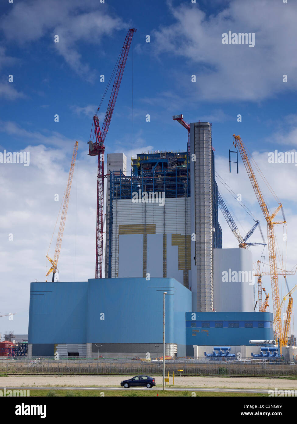 Construction of a new coal-burning energy power plant in the port of Rotterdam, the Netherlands Stock Photo