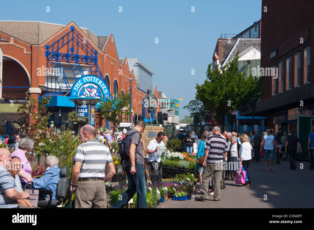 Stoke-on-Trent City centre with the Potteries shopping centre in the