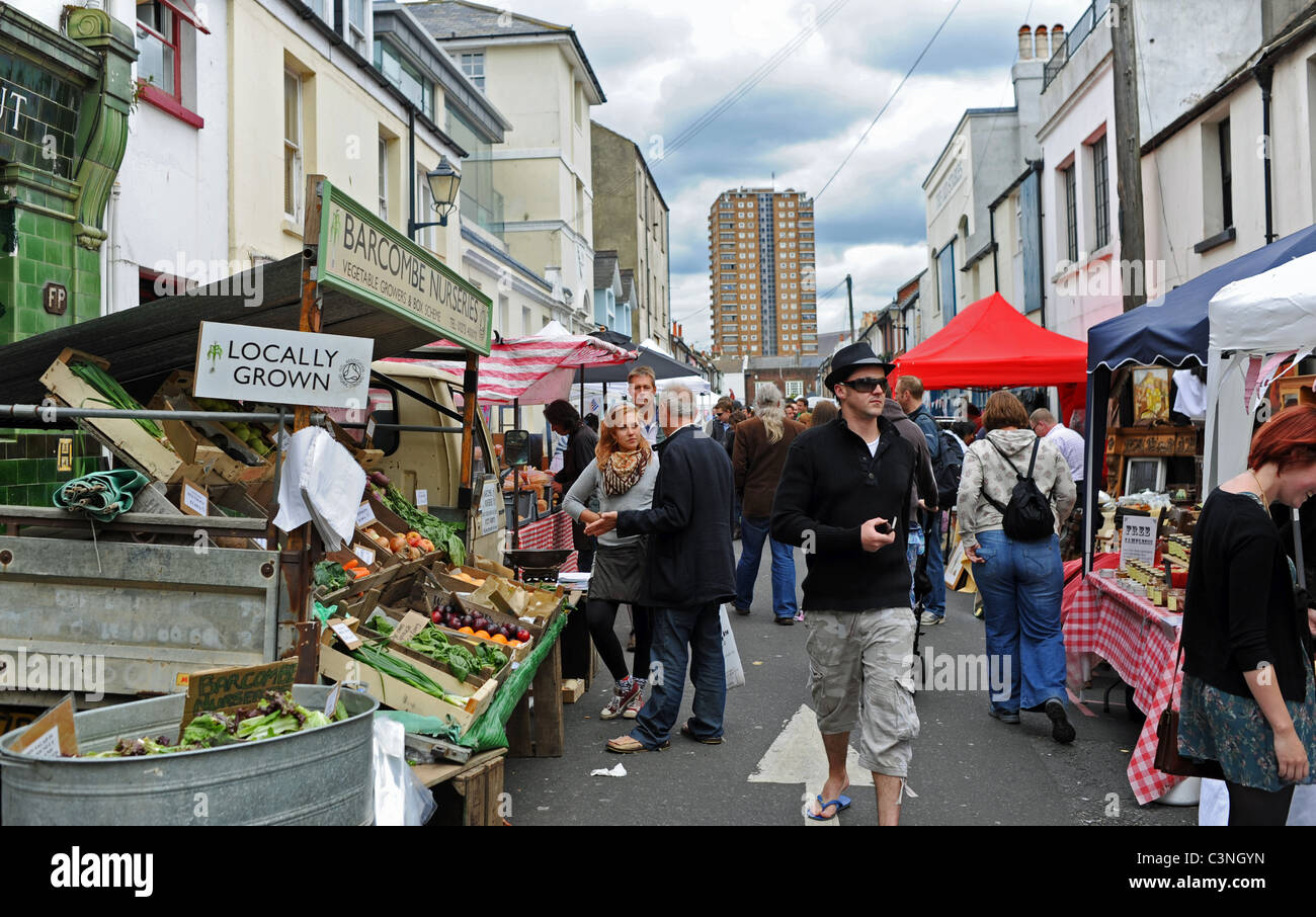 Brighton street market in city centre UK Stock Photo