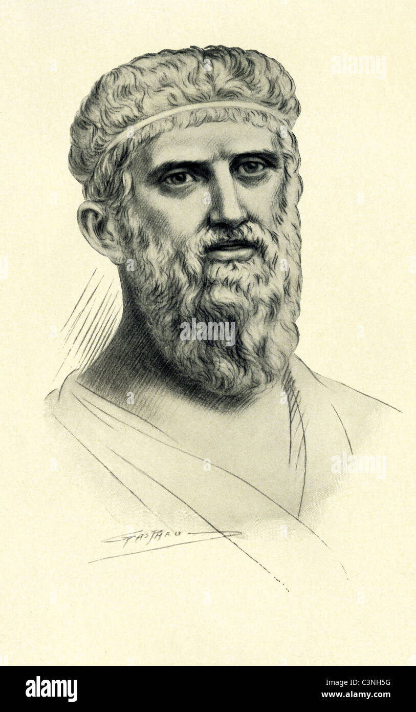 The Greek philosopher Plato (427?-347? B.C.)   studied under the Greek philosopher Socrates and founded the Academy. Stock Photo