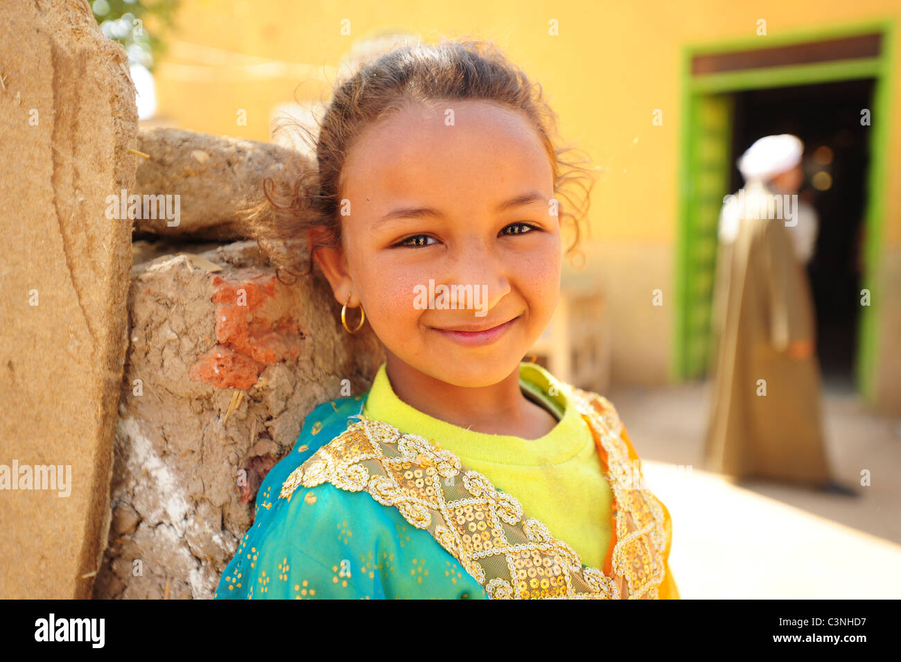 Africa Middle East Egypt Egyptian girl portrait rural area outside of Cairo Stock Photo