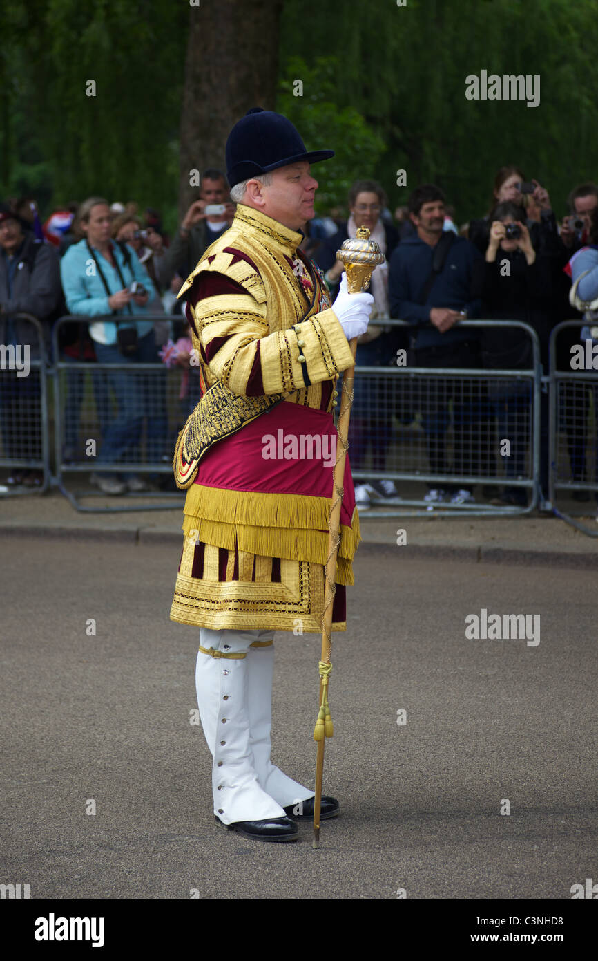 The Drum Major with the Band of the Coldstream guards in Horse Guards