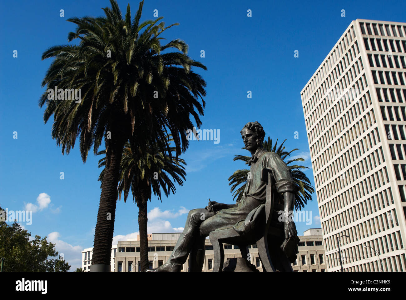 Adam Lindsay Gordon statue, Spring Street, Melbourne, Australia Stock