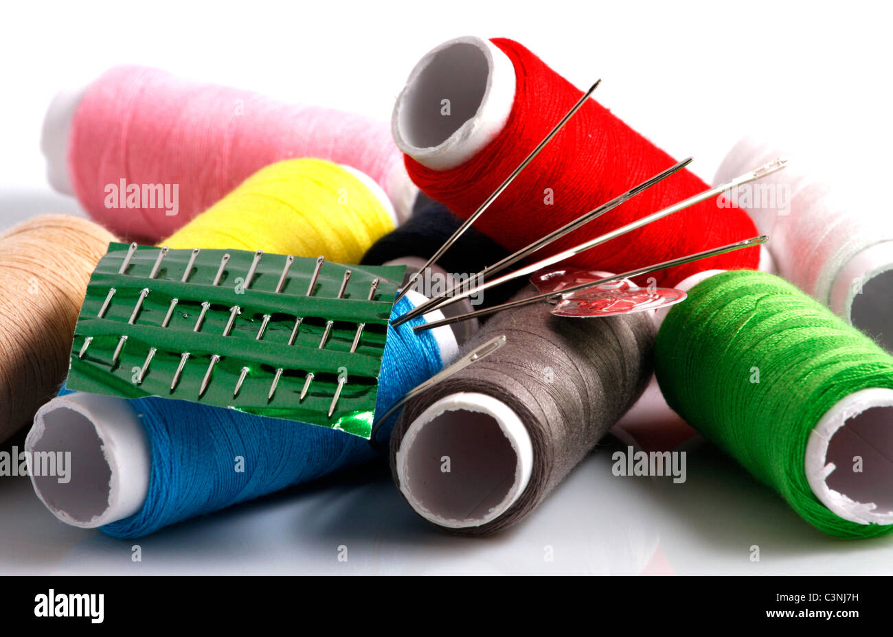 Set of colorful spools of thread Stock Photo - Alamy