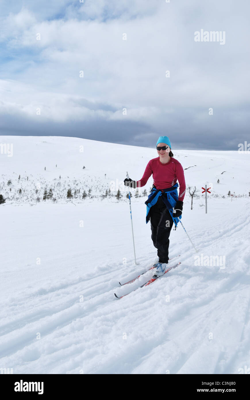 Cross country skiing in UKK National Park, Saariselka, Inari, Finnish