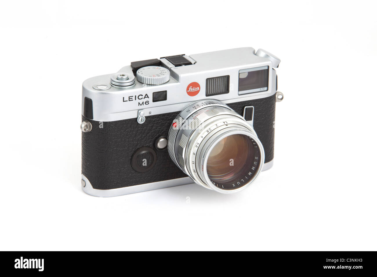 Leica M6 TTL camera body in silver on white background  with 50mm f/1.4 Summilux  lens 117919 Leica Stock Photo