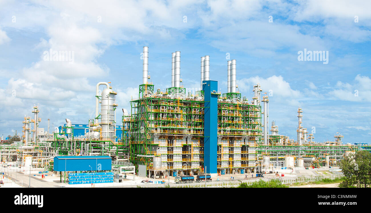 Panorama view of the Polyethylene plant in the industrial estate Stock Photo