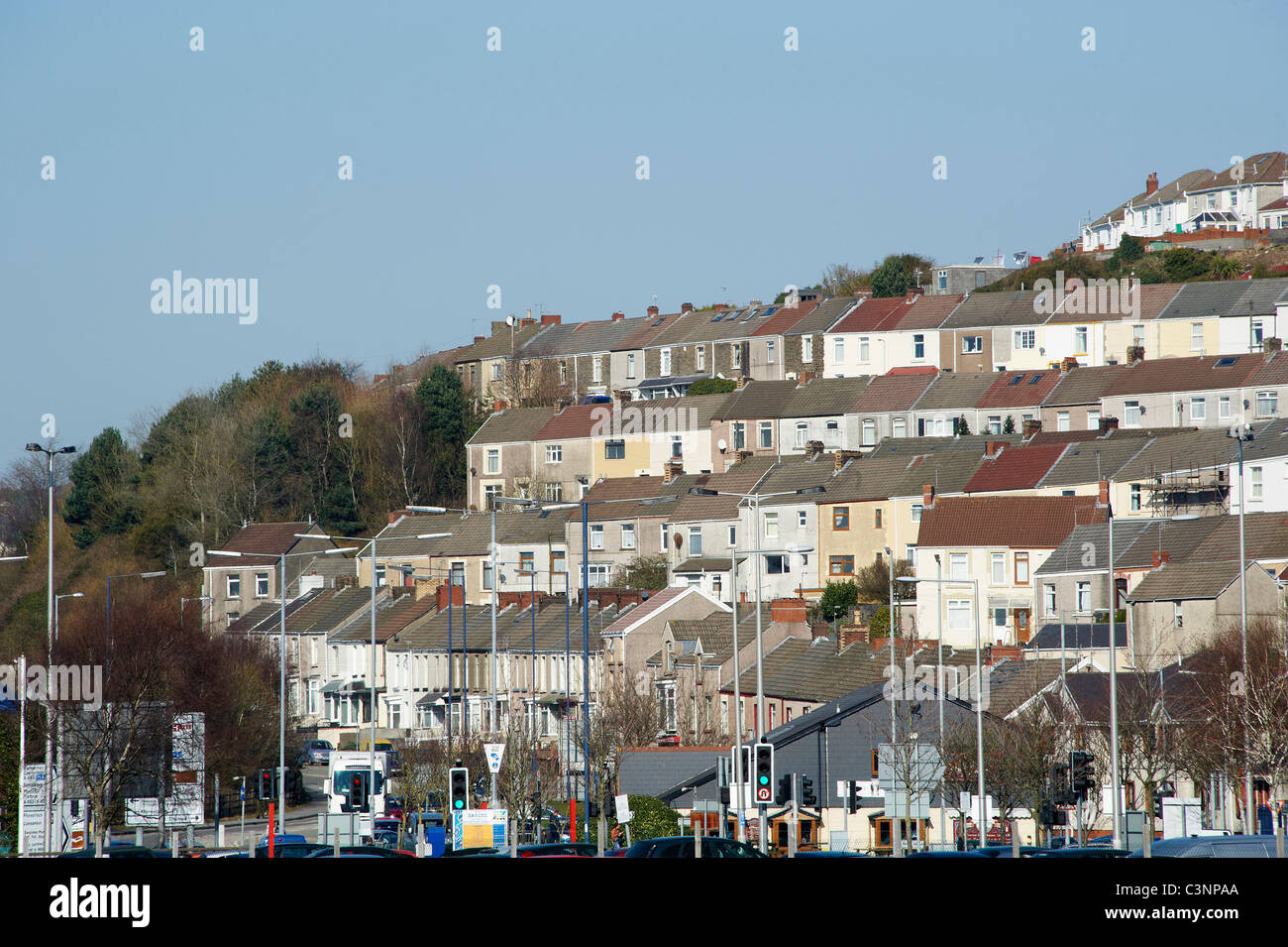 Hillside Terrace Housing Swansea, South Wales Stock Photo Alamy