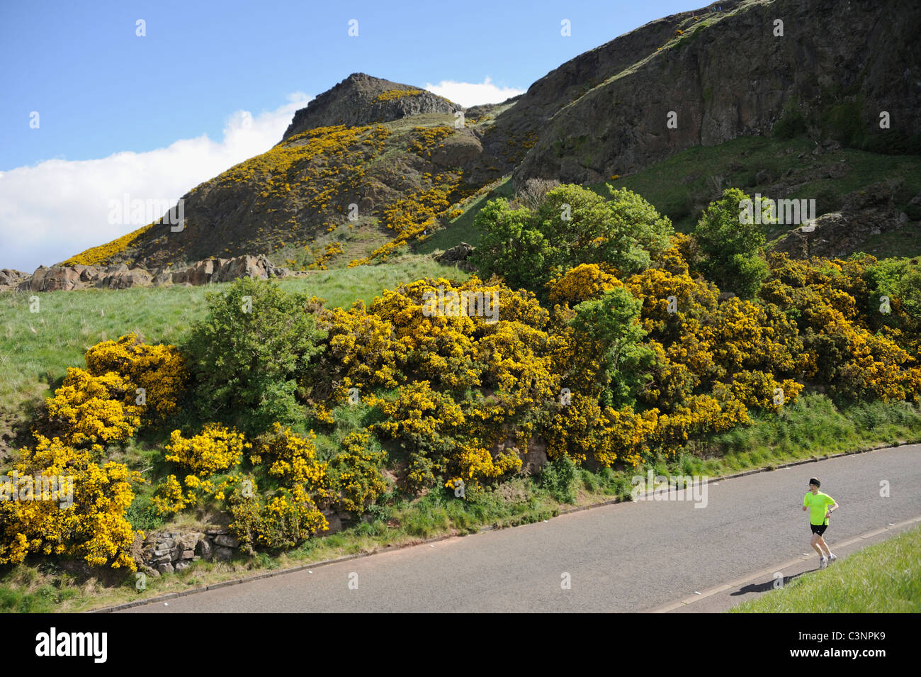Arthur's Seat ,an 823 feet high hill in Holyrood Park in the centre of Edinburgh, Scotland. Popular with walkers and cyclists Stock Photo