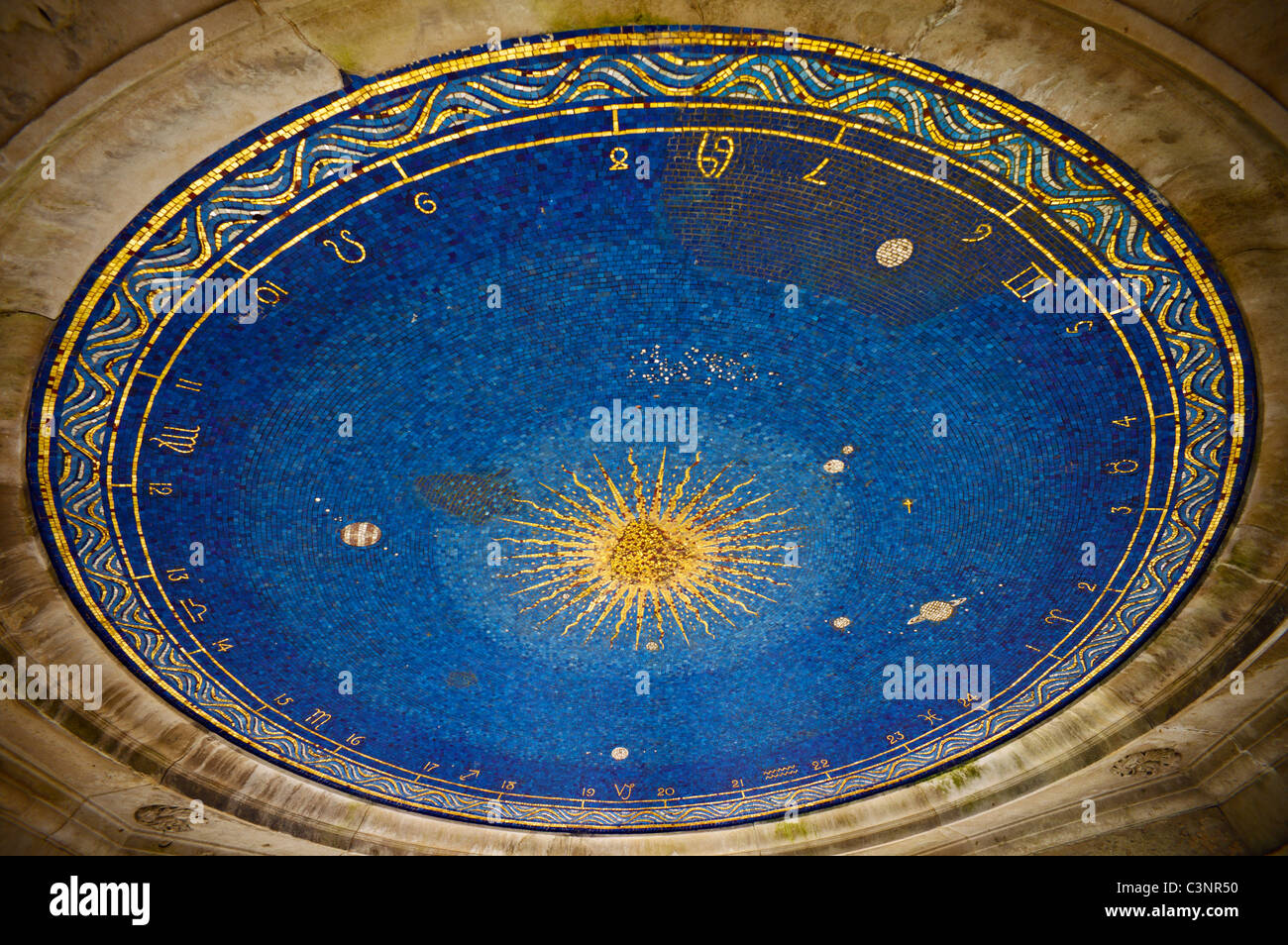 The Inglis memorial, mosaic Zodiac ceiling, Reigate hill. Stock Photo