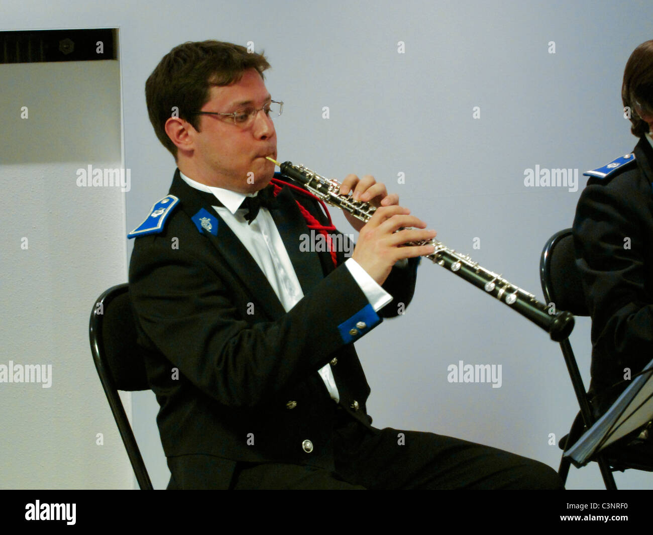 Paris, France, Live Chamber Music Performance in 'Musee de la Prefecture de Paris', Police Museum, Clarinet Player Stock Photo