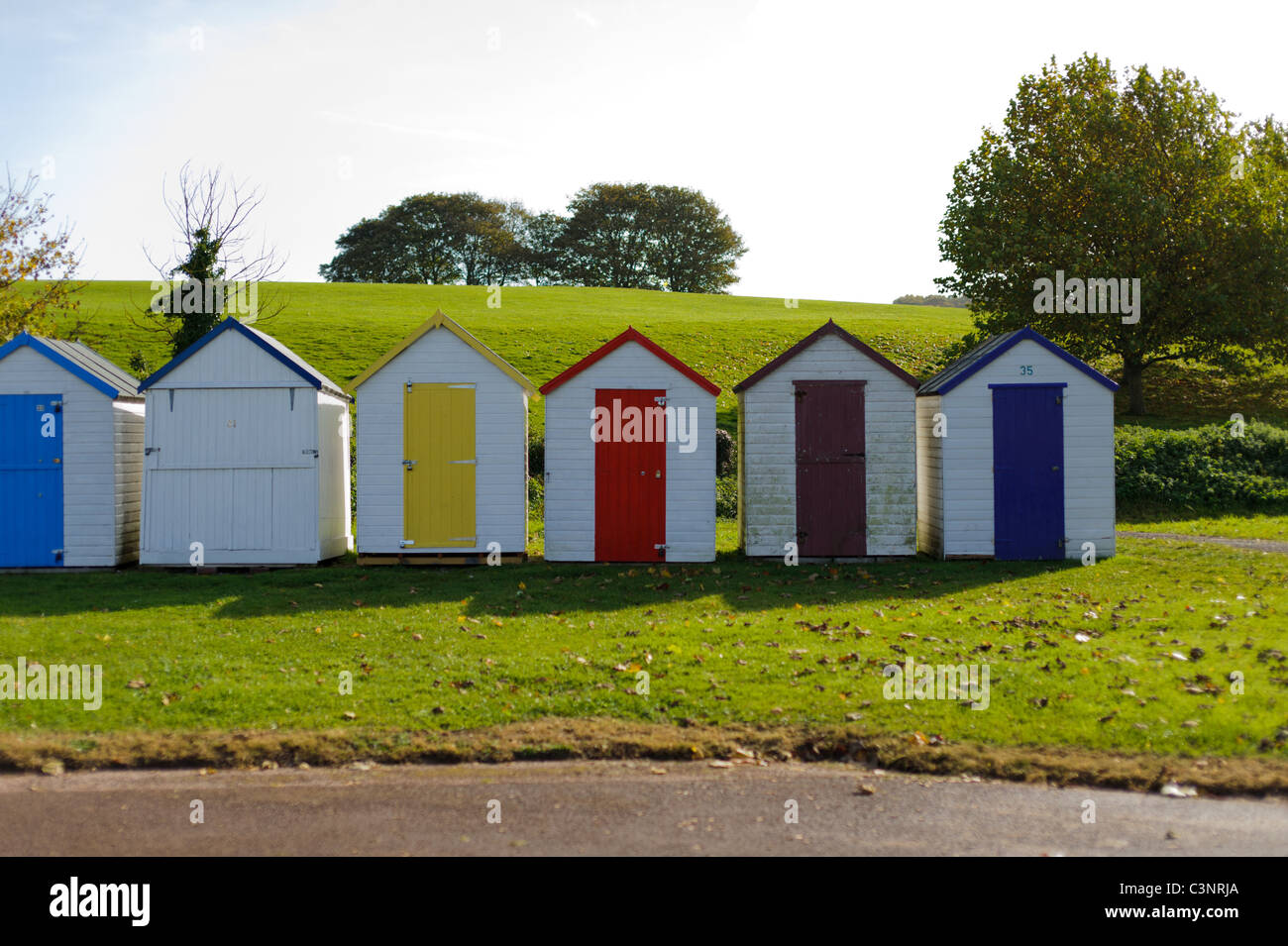 Beach huts at Broadsands Beach, Torbay, Devon Stock Photo Alamy