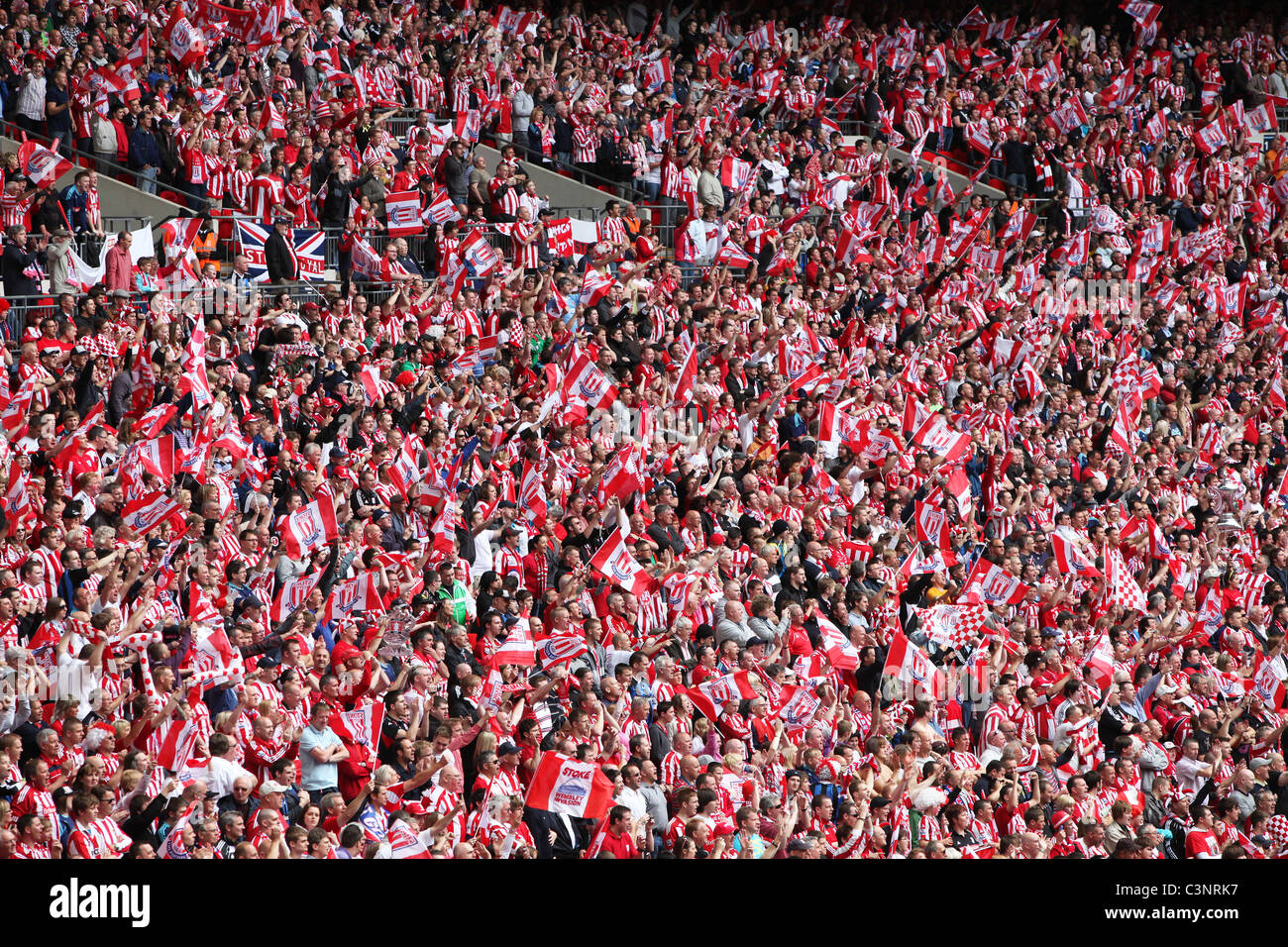 General view of Stoke City fans at the FA Cup final at Wembley Stadium.  Picture by Jamie Mann Stock Photo - Alamy