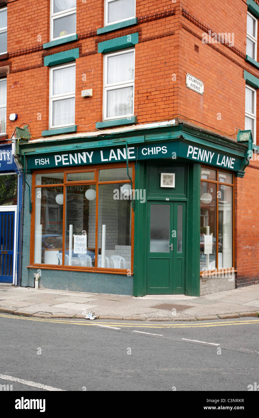 Fish & Chips shop in Penny Lane Liverpool UK Stock Photo