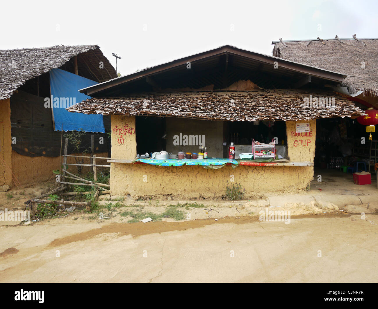 Noodle shop in Ban Rak Thai, a Chinese settlement in Mae Hong Son province, Northern Thailand. Stock Photo