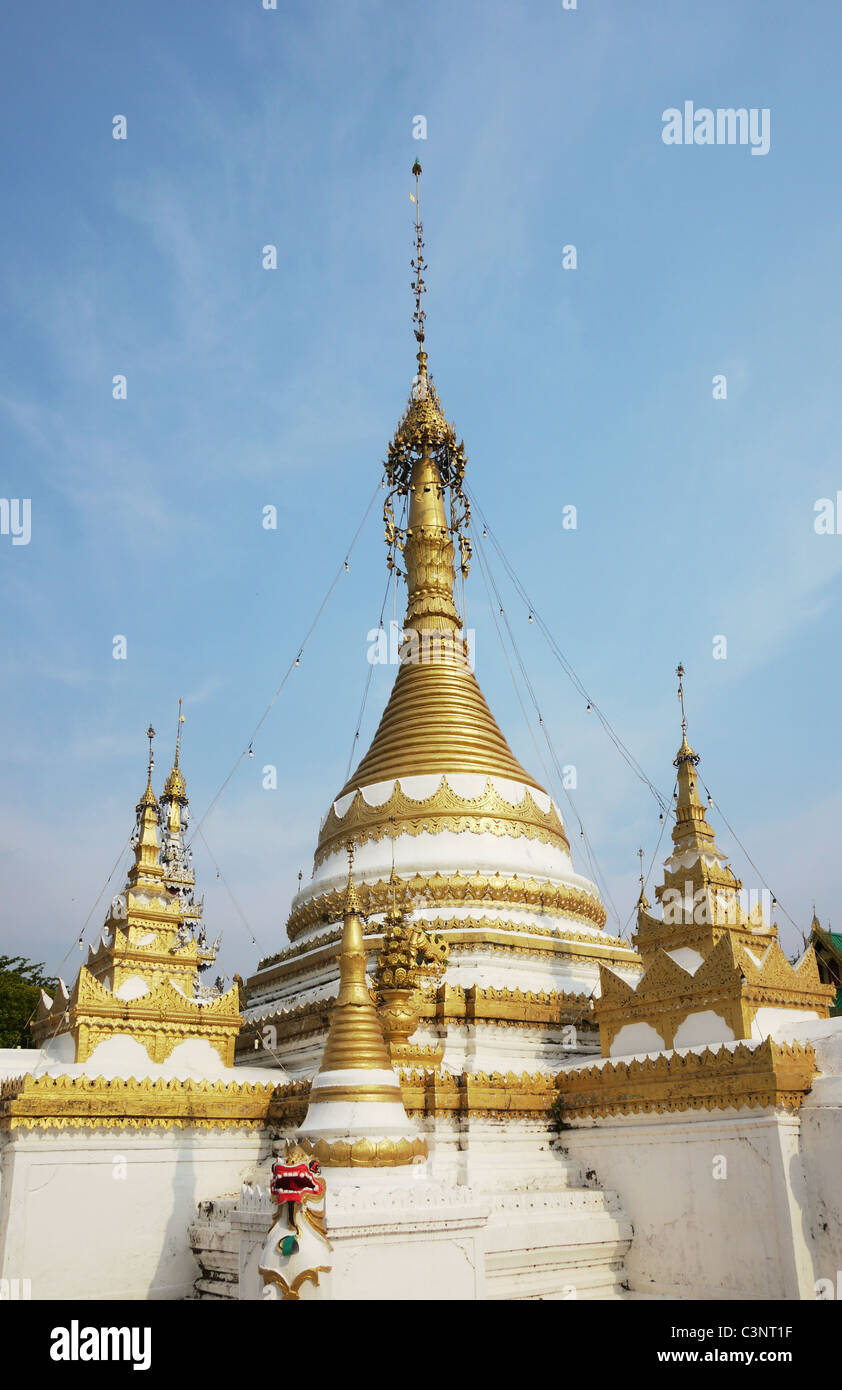 The Shan/Burmese style Wat Jong Klang temple in Mae Hong Son City, Northern Thailand. Stock Photo