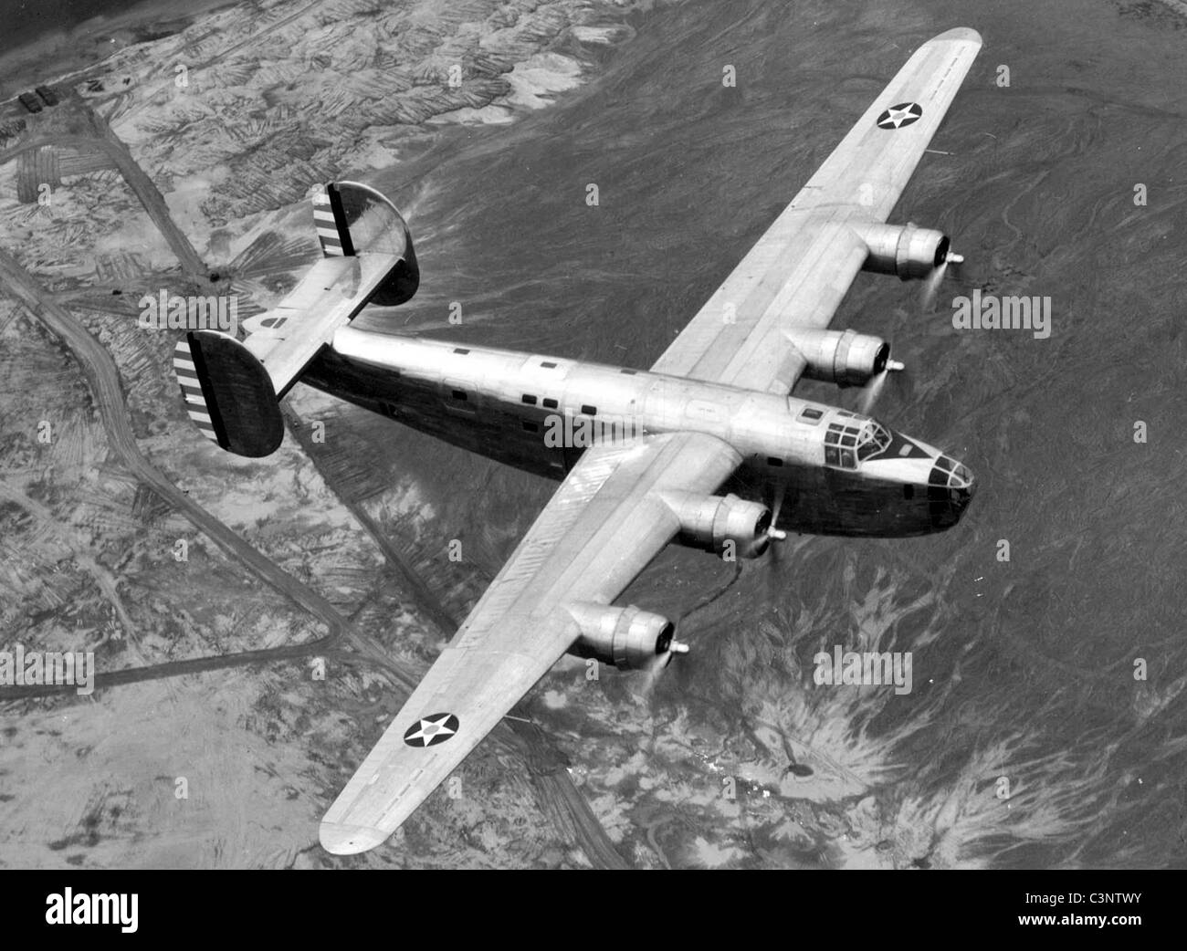 Consolidated B-24 in flight. Stock Photo