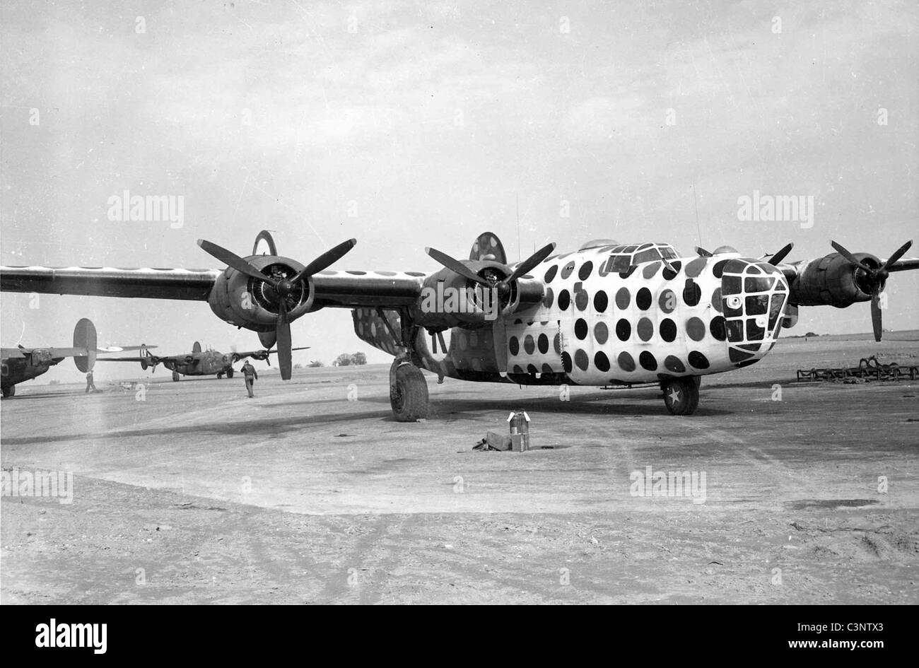 'First Sergeant' was a war-weary Consolidated B-24D used to assemble large formations. Stock Photo