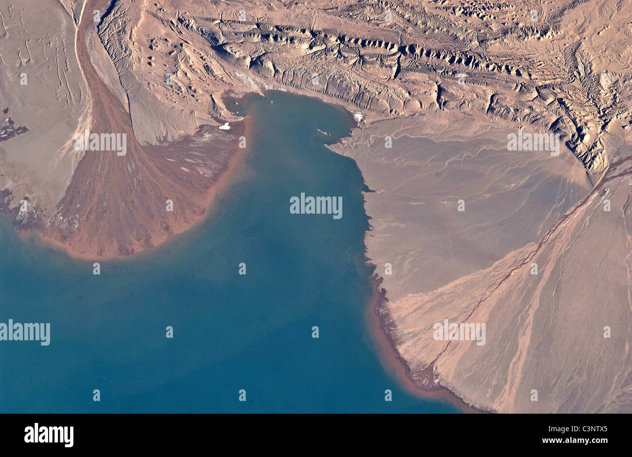 River Deltas, Lake Ayakum, Tibet Stock Photo