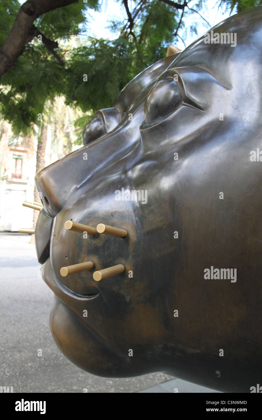 A close up of the Cat of Botero in El Raval, Barcelona, Spain. Stock Photo