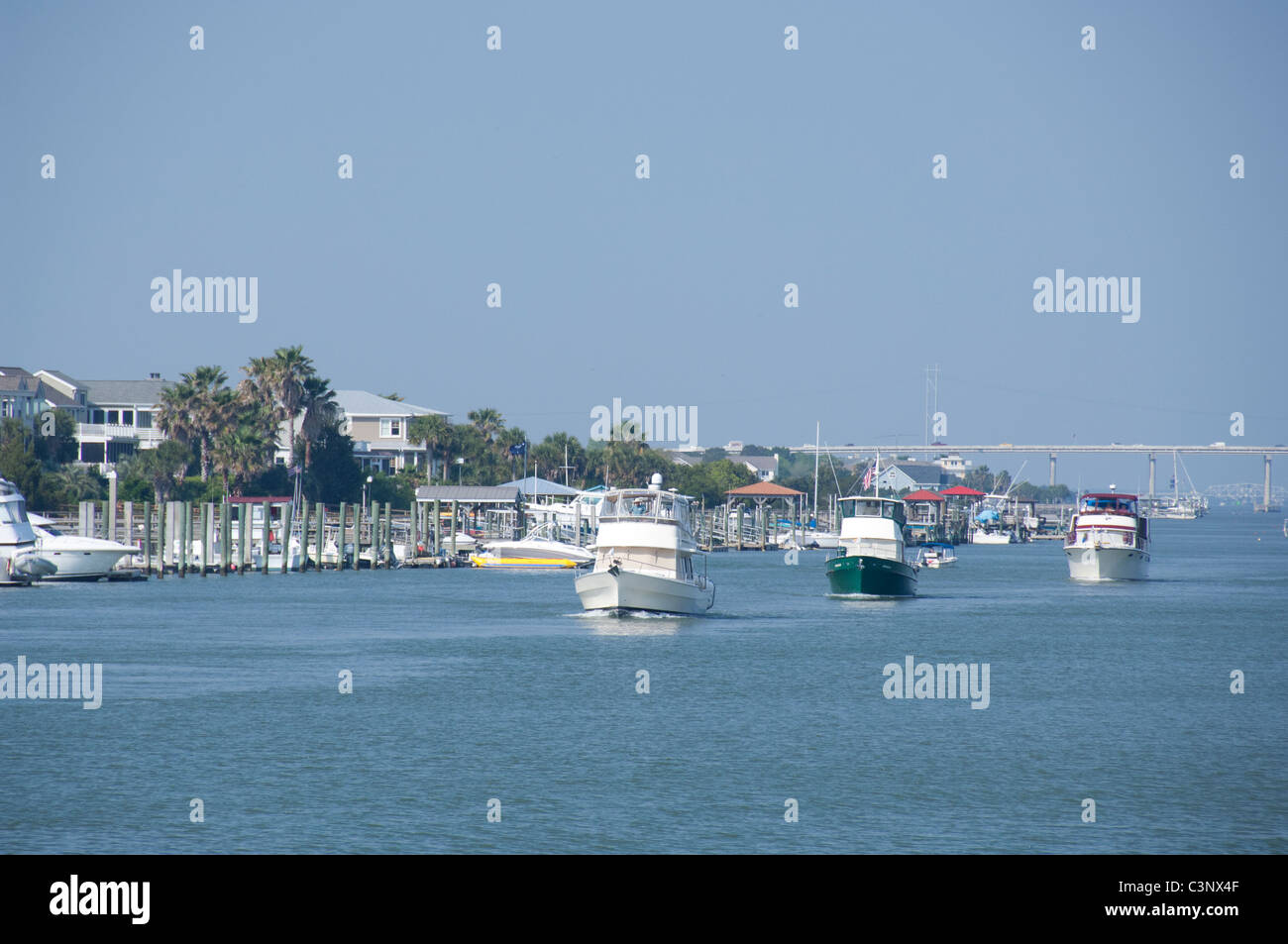 South Carolina. Boating the Intracoastal Waterway between Charleston