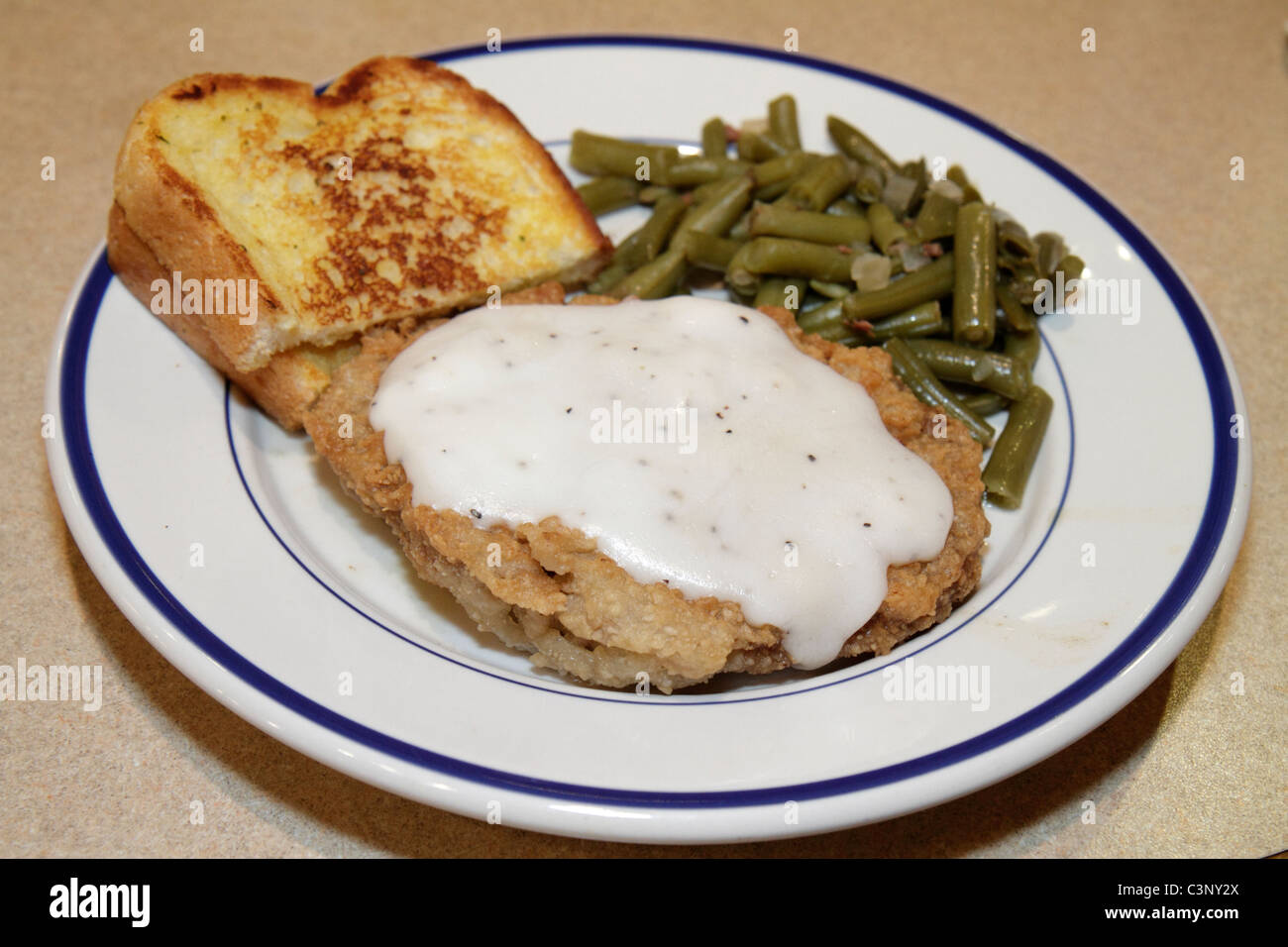 Tampa Florida,Temple Terrace,Bob Evans,restaurant restaurants food dining eating out cafe cafes bistro,country fried,toast,green beans,food,plate,dish Stock Photo