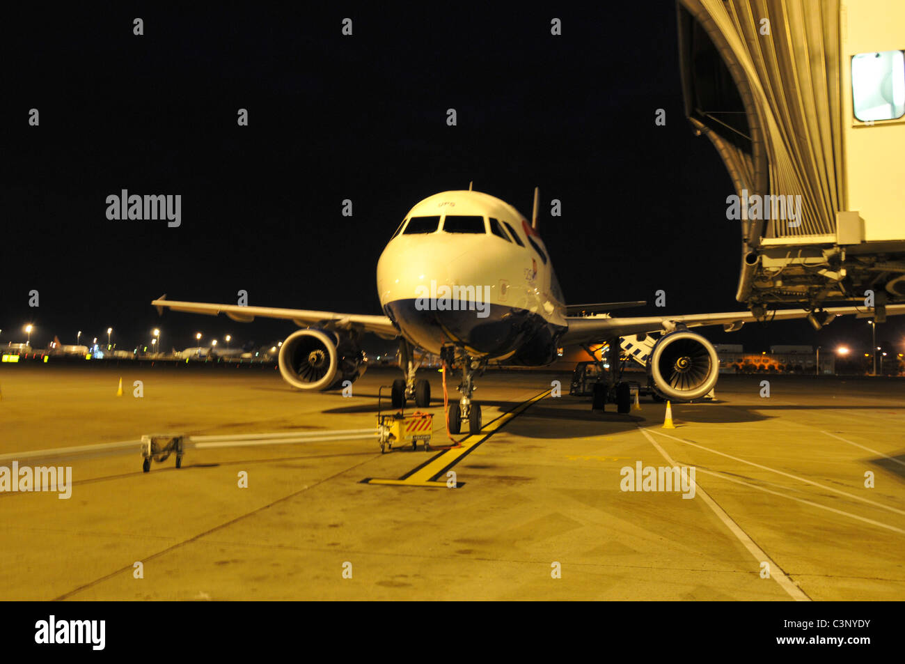 Gatwick Airport at Night Stock Photo Alamy