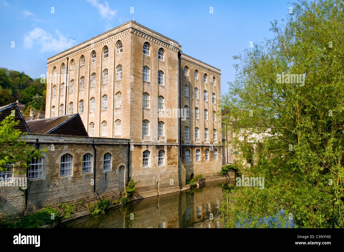 Abbey Mill with reflection on the river Avon taken at Bradford on Avon