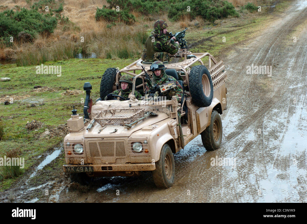 Pink land rover Approximately a hundred Series IIA 109's were adapted by the SAS for desert use Stock Photo