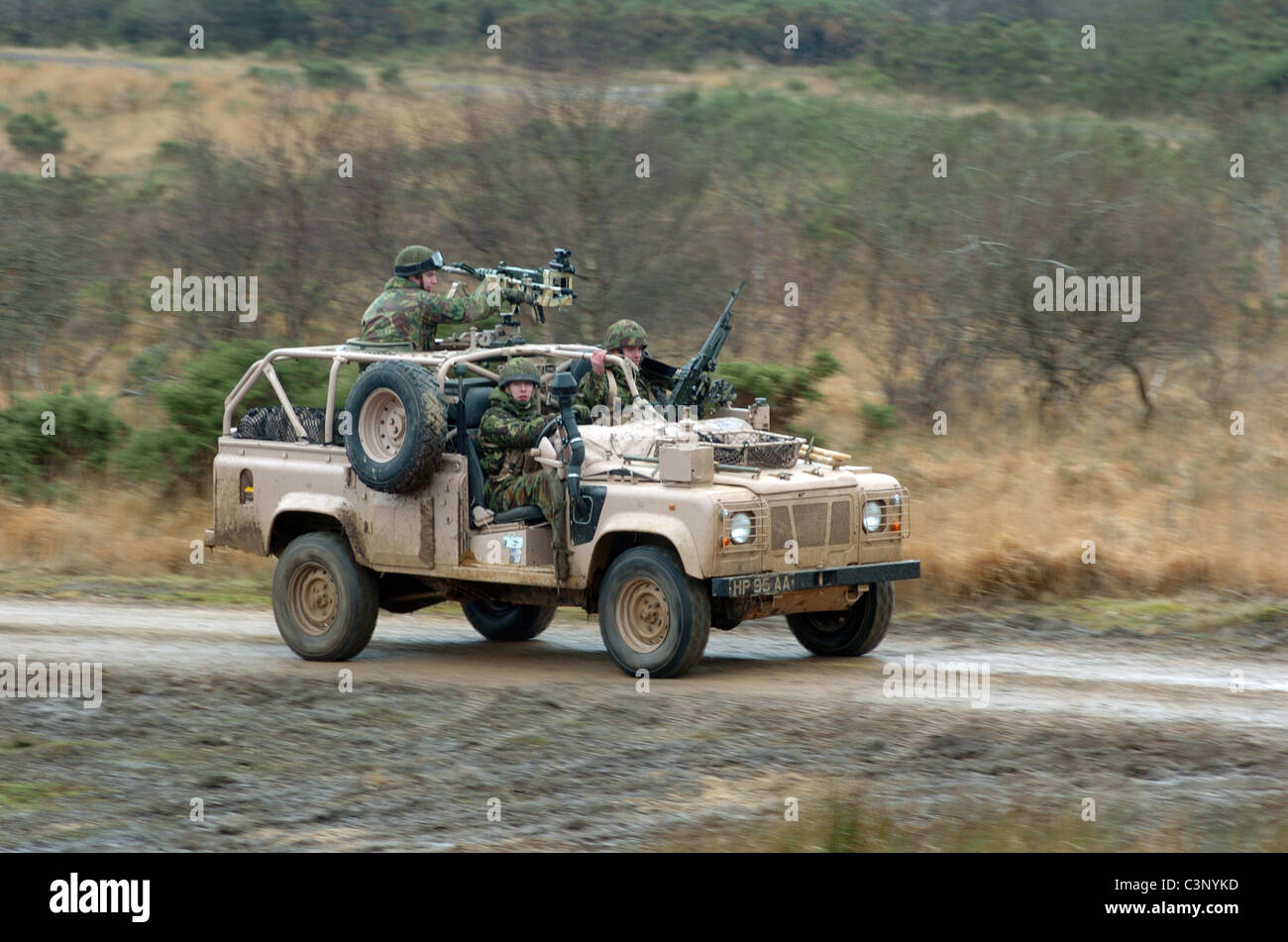 Pink land rover Approximately a hundred Series IIA 109's were adapted by the SAS for desert use Stock Photo