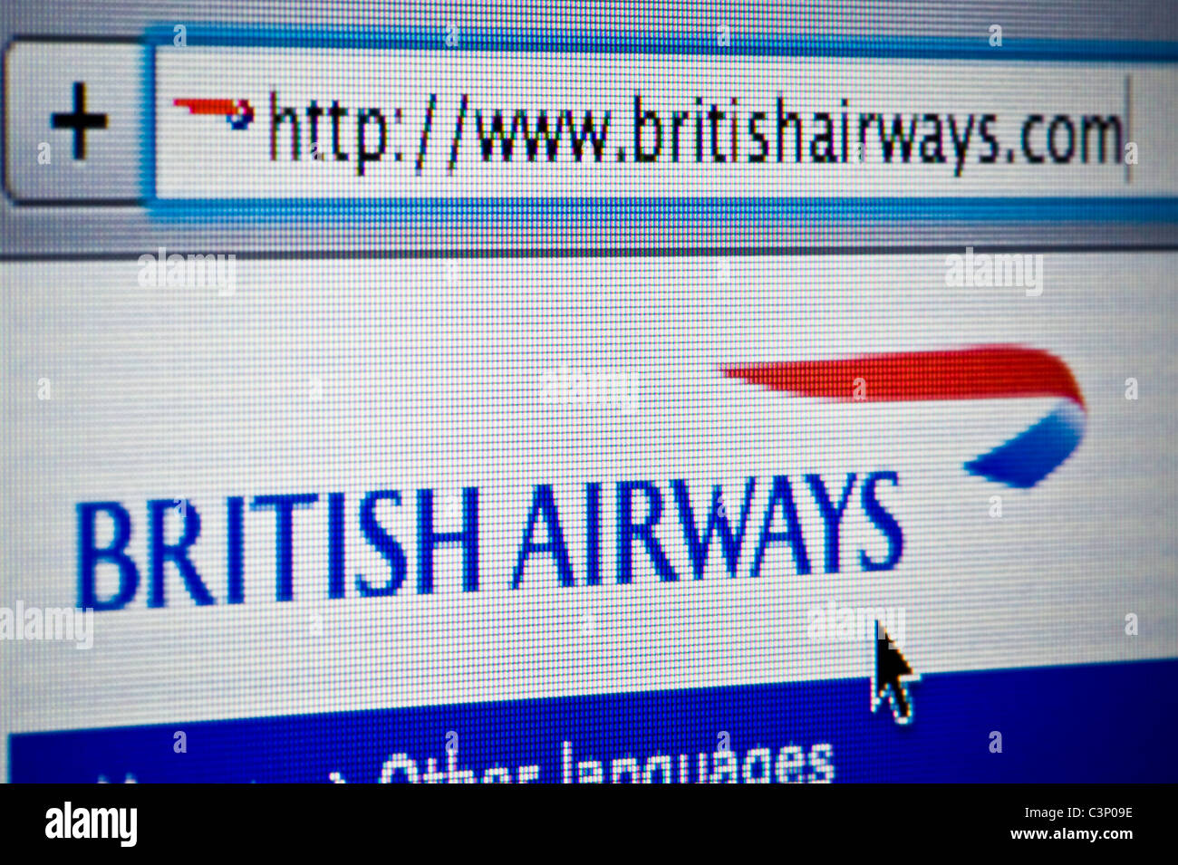 Close up of the British Airways logo as seen on its website. (Editorial ...