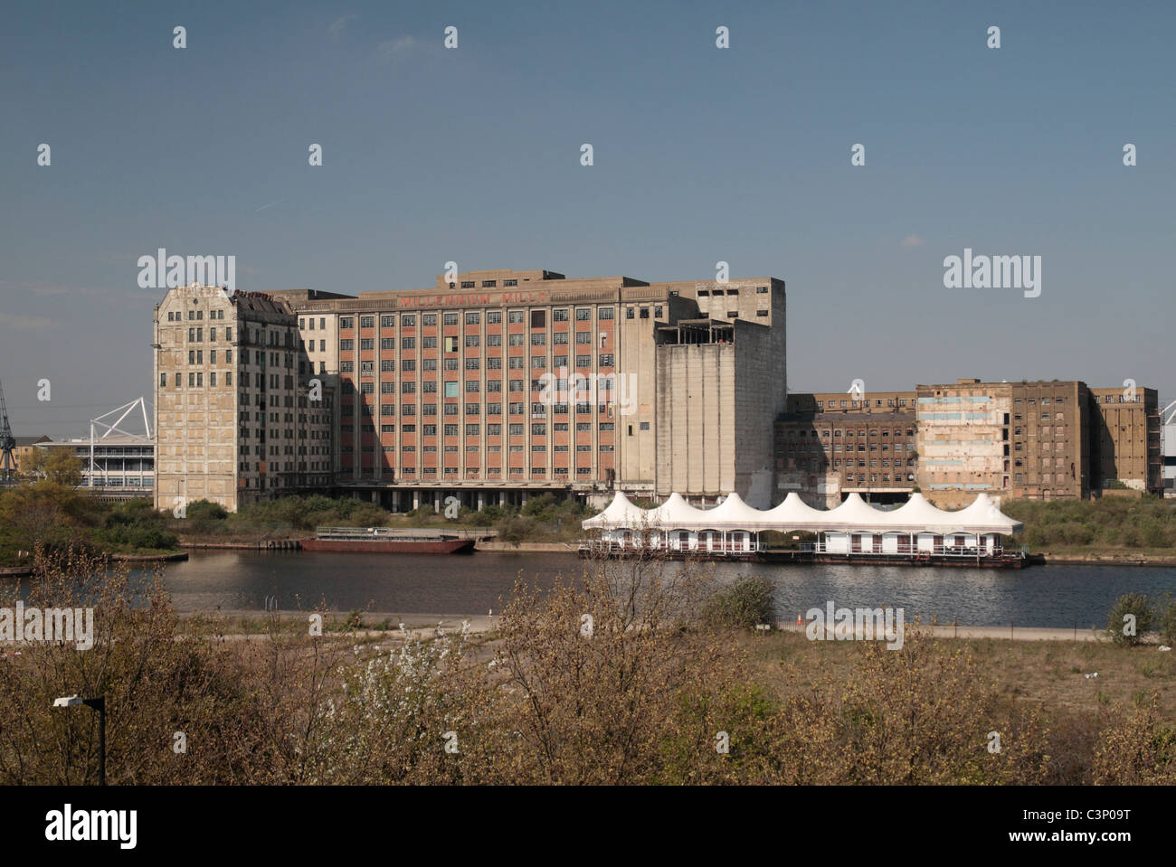 The abandoned Spillers Millennium Mills (flour mill) viewed from