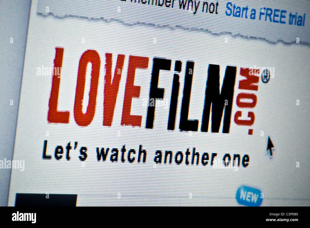 Close up of the LoveFilm logo as seen on its website. (Editorial use only: print, TV, e-book and editorial website). Stock Photo