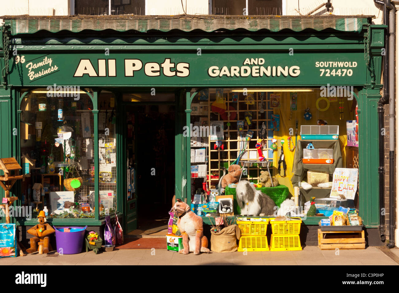 The All Pets petshop pet and gardening shop store at Southwold , Suffolk , England , Britain , Uk Stock Photo