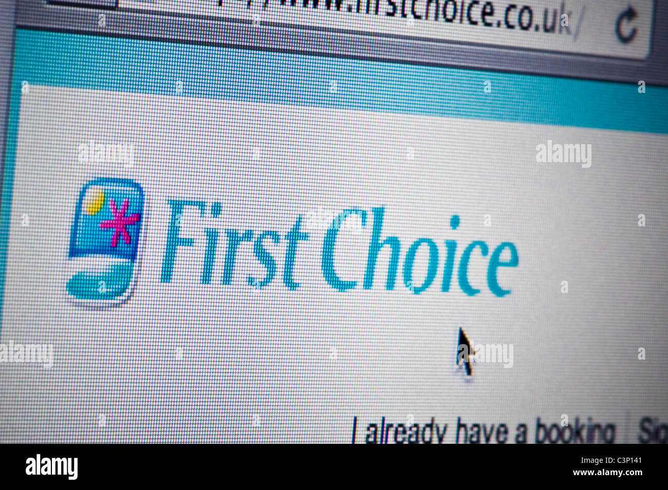 Close up of the 'First Choice' logo as seen on its website. (Editorial use only: print, TV, e-book and editorial website). Stock Photo