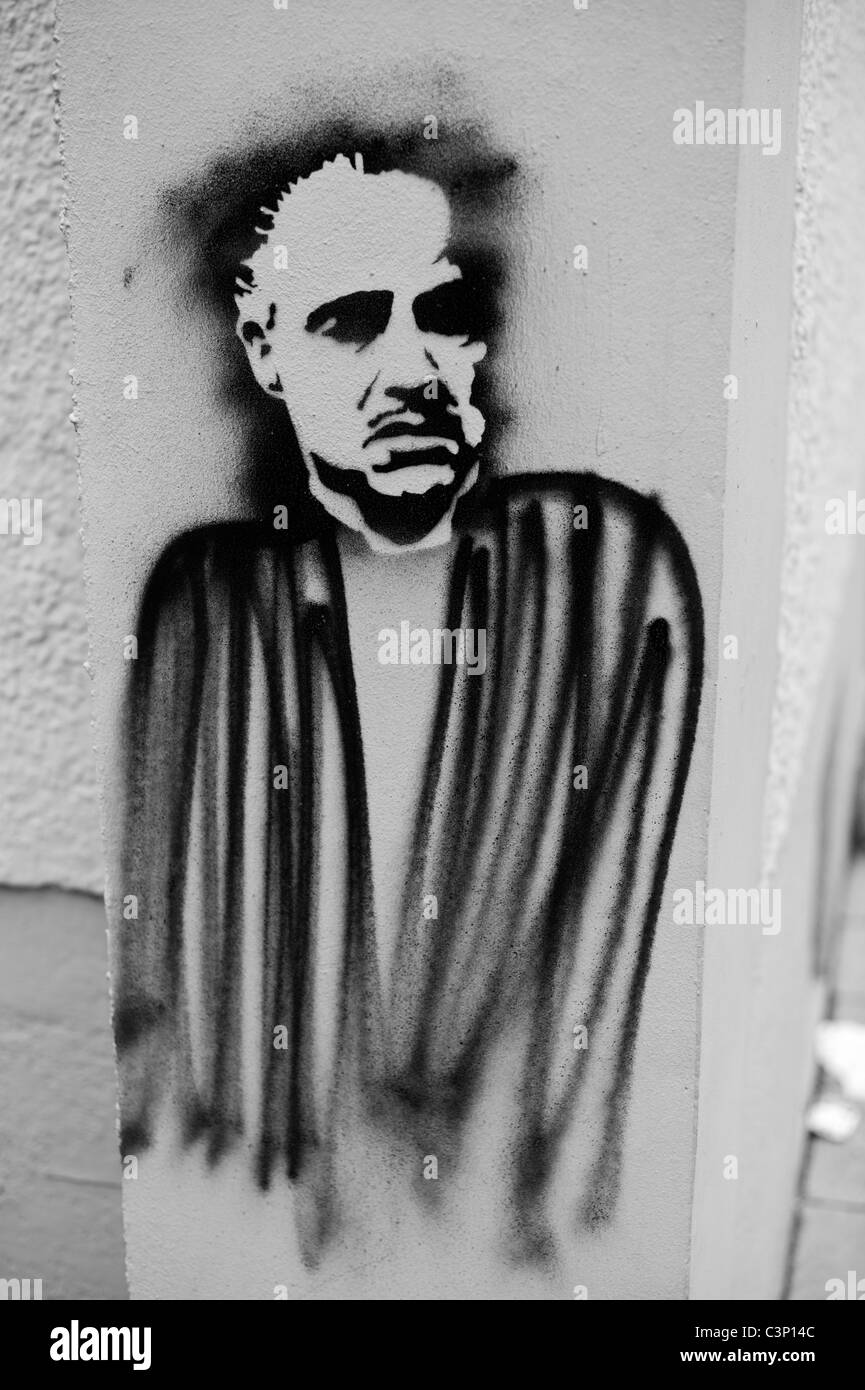 Combination of the head of famous Marlon Brando (stencil) with a Stock