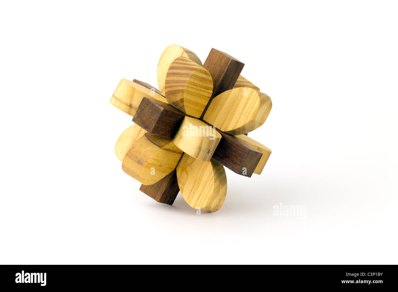 Wooden puzzle on a white background Stock Photo - Alamy