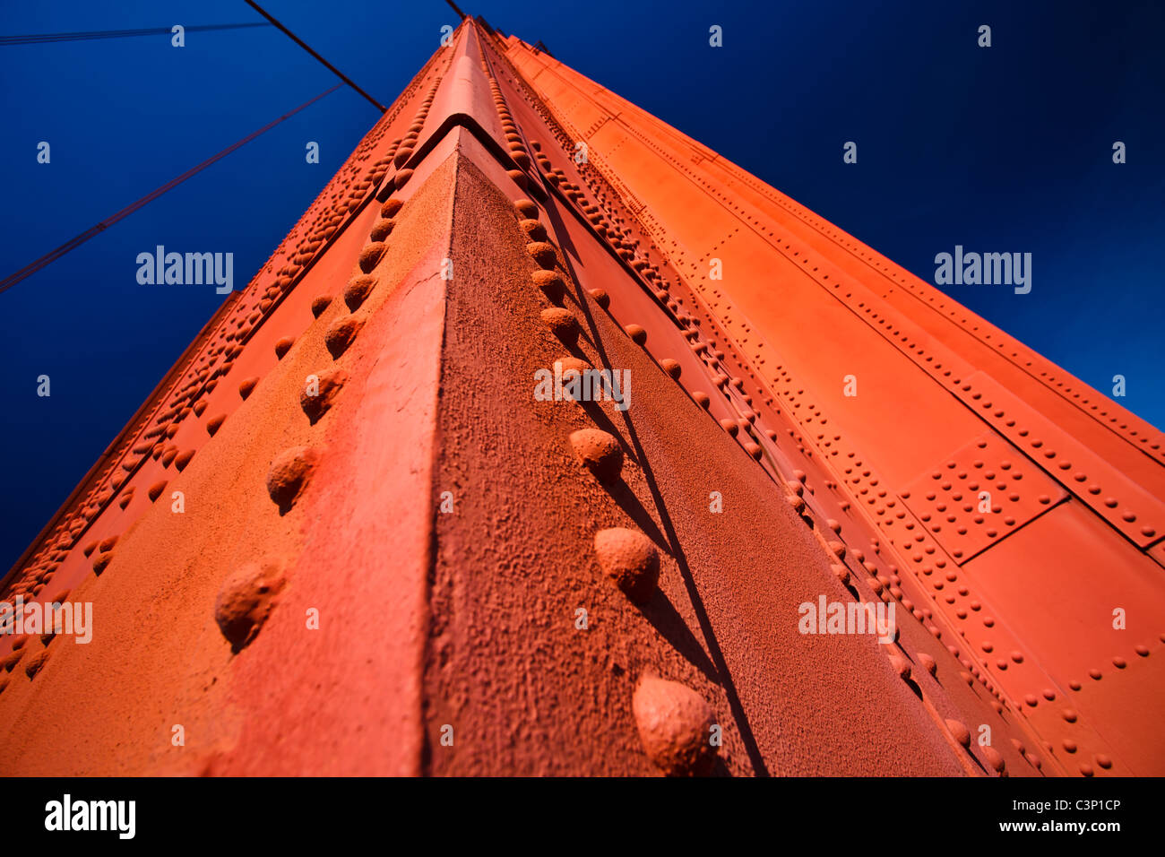 Golden Gate Bridge Tower Detail Stock Photo