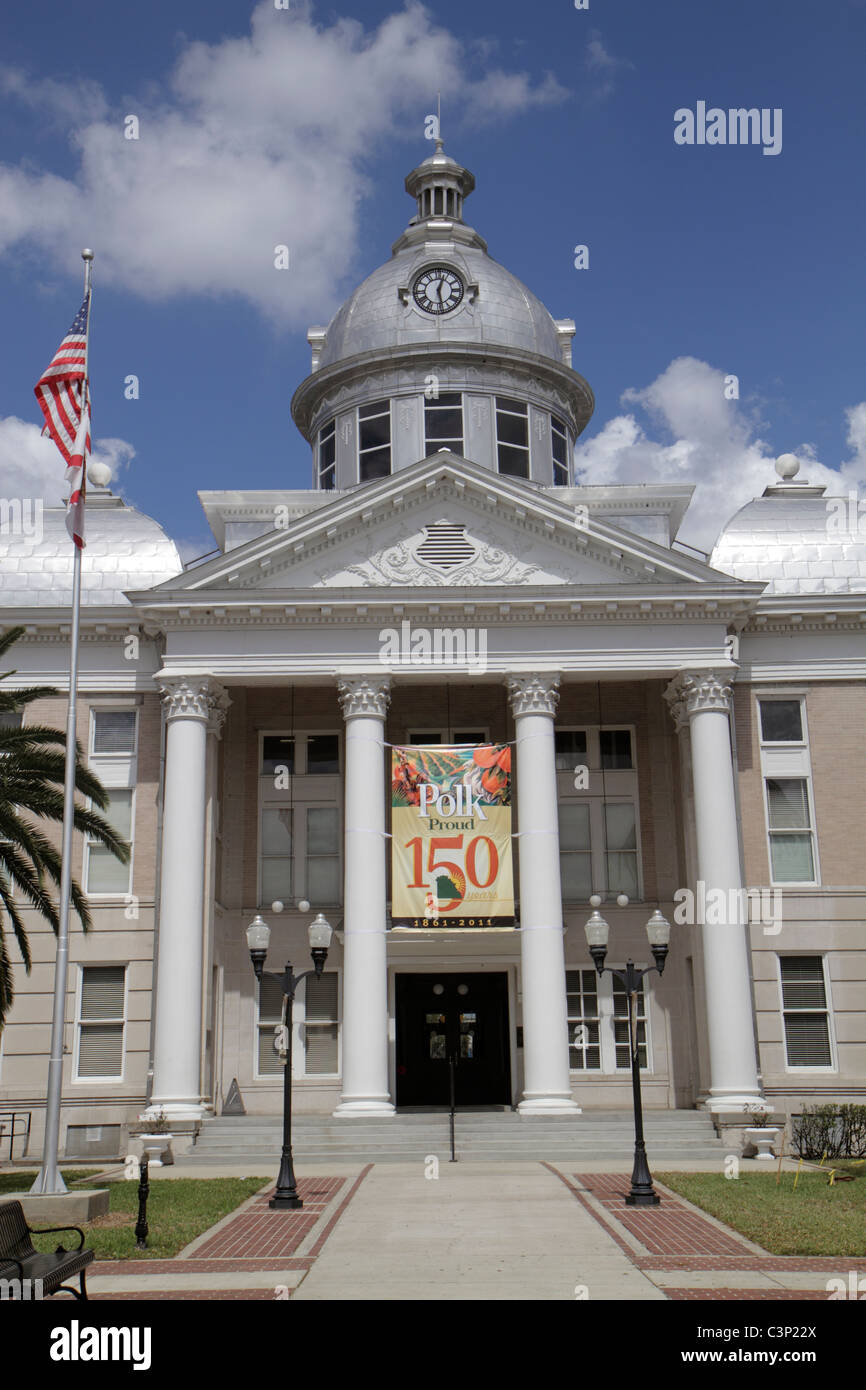 Bartow Florida,Polk County Courthouse,building,dome,clock,visitors travel traveling tour tourist tourism landmark landmarks culture cultural,vacation Stock Photo