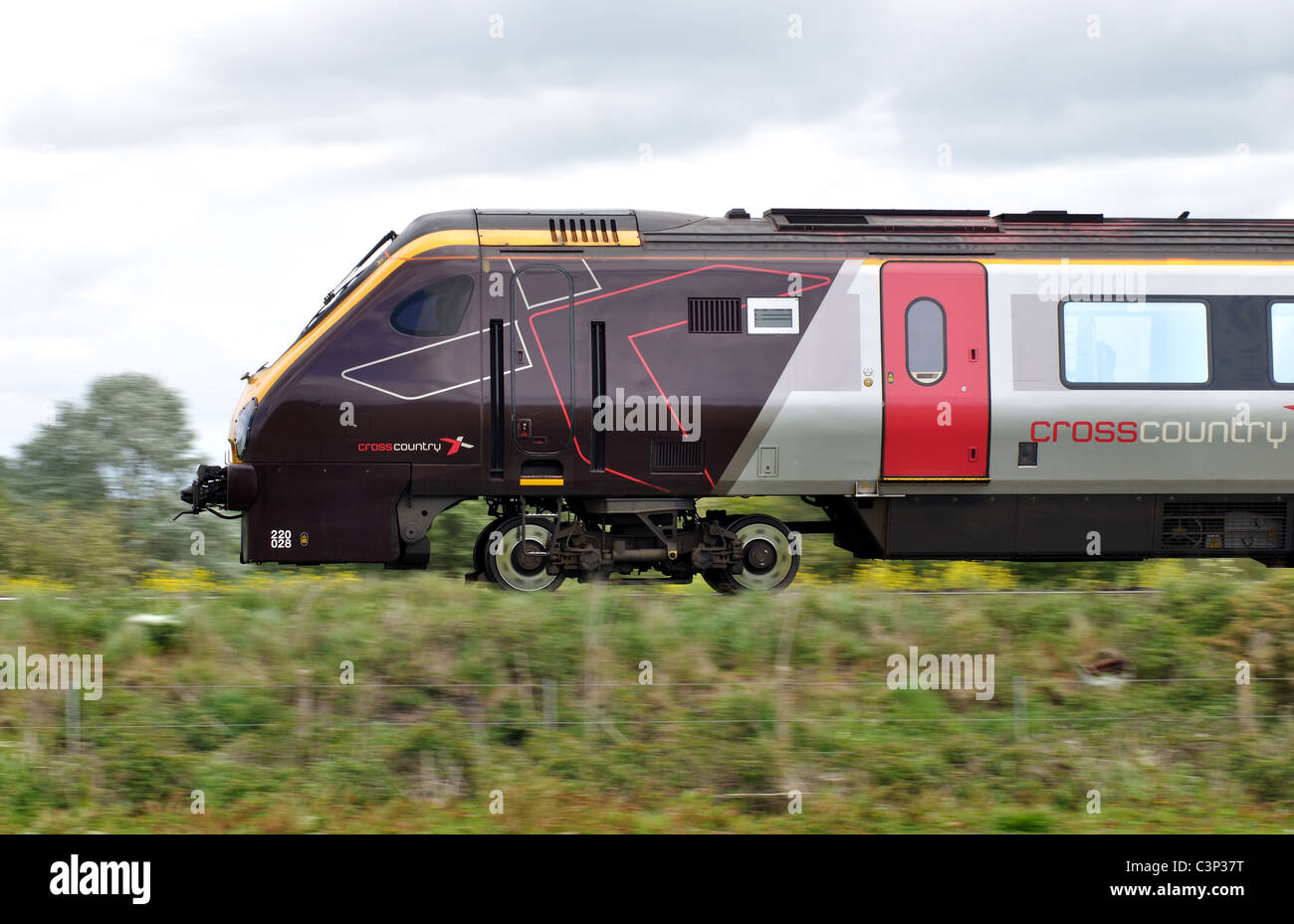 Arriva Cross Country Voyager train at speed Stock Photo