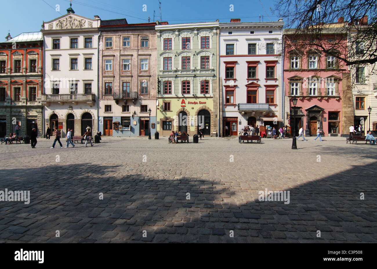Rynok Square in Lviv on sunny day Stock Photo