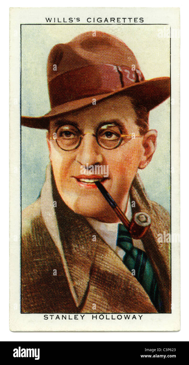 1934 cigarette card with portrait of British radio TV and film star Stanley Holloway Stock Photo