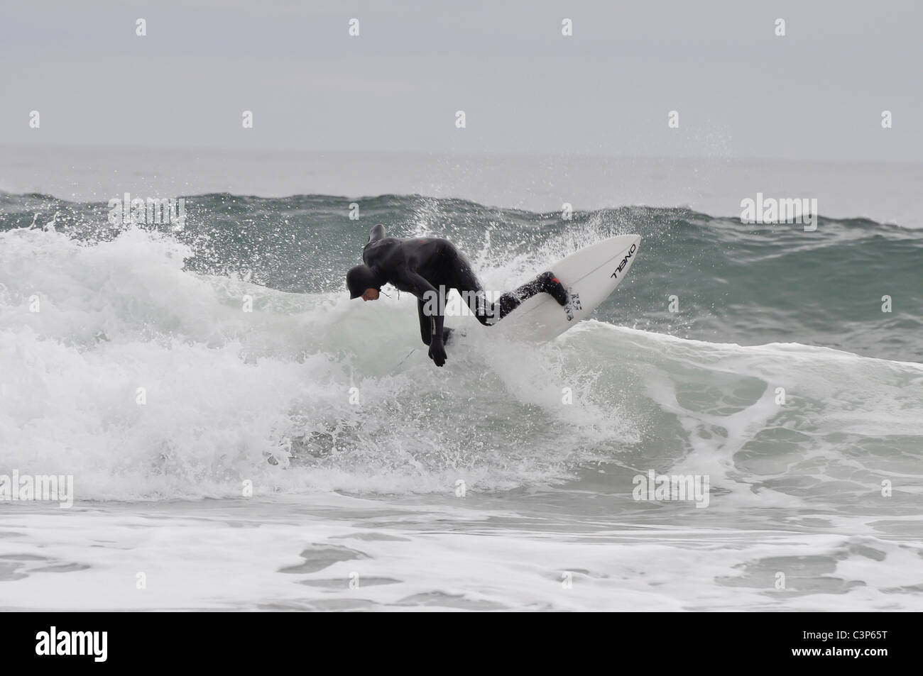 Surfing at Porth Ceiriad Abersoch on the Lleyn Peninsula Stock Photo