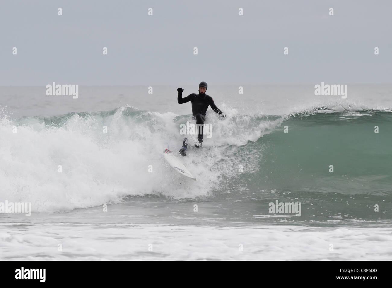Surfing at Porth Ceiriad Abersoch on the Lleyn Peninsula Stock Photo