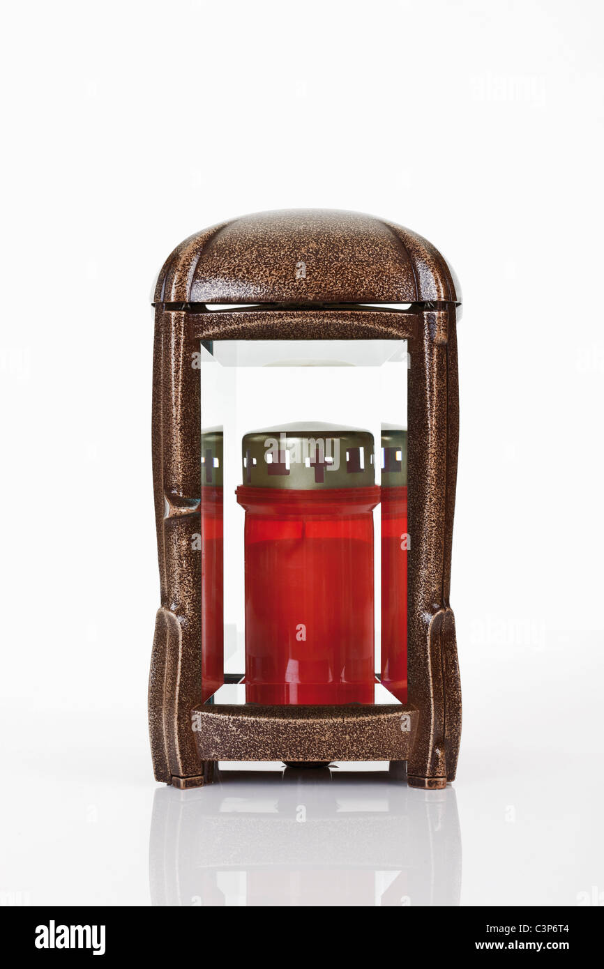 Grave Lantern with grave candle Stock Photo Alamy